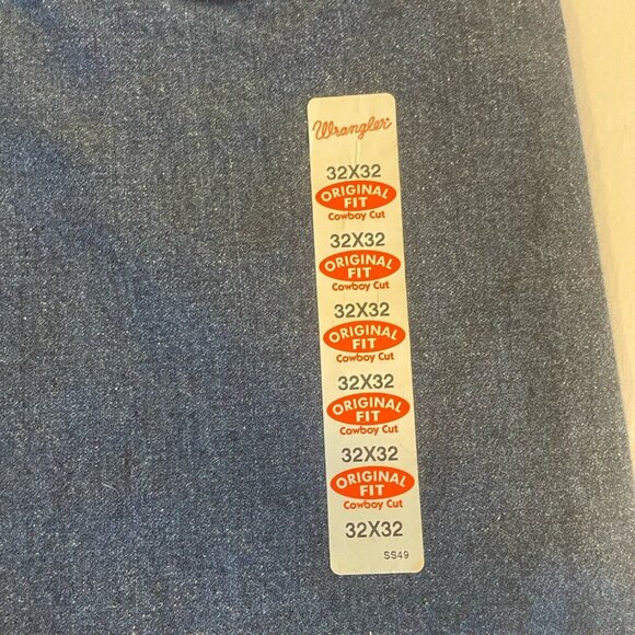 Wrangler Vtg Gold Buckle Stone Wash Jeans Straight Long Pants Size 32x32 Dark - Picture 7 of 12